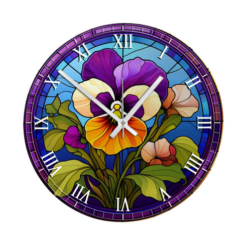 Pansy Suncatcher Effect Clock